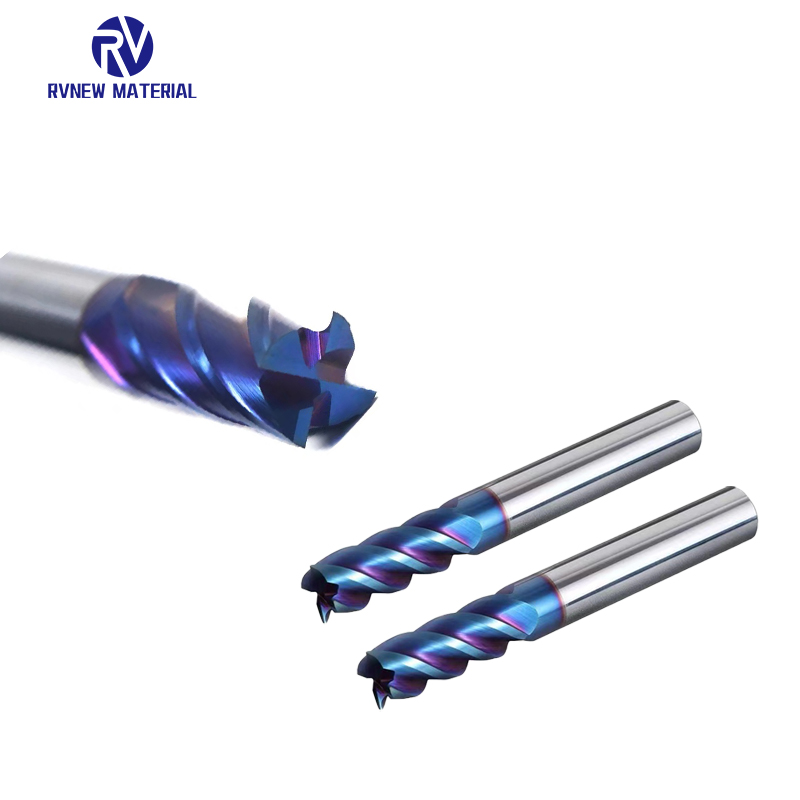 4 Flutes 60HRC blue Nano solid carbide milling cutter
